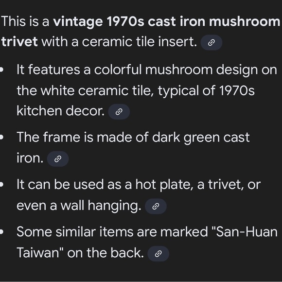 Vintage 1970s cast iron ceramic tile mushroom trivet Wall Plaque - Picture 5 of 5